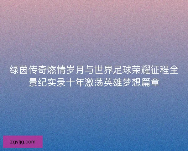 绿茵传奇燃情岁月与世界足球荣耀征程全景纪实录十年激荡英雄梦想篇章