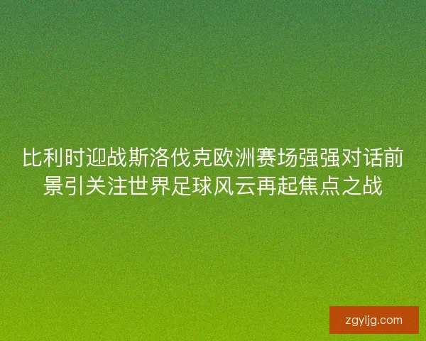 比利时迎战斯洛伐克欧洲赛场强强对话前景引关注世界足球风云再起焦点之战