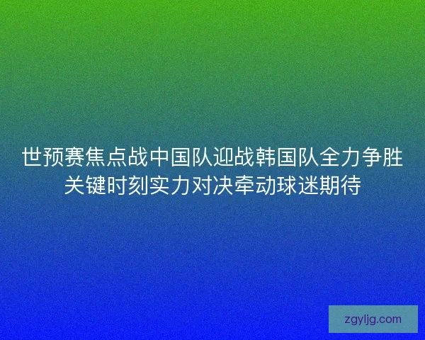 世预赛焦点战中国队迎战韩国队全力争胜关键时刻实力对决牵动球迷期待